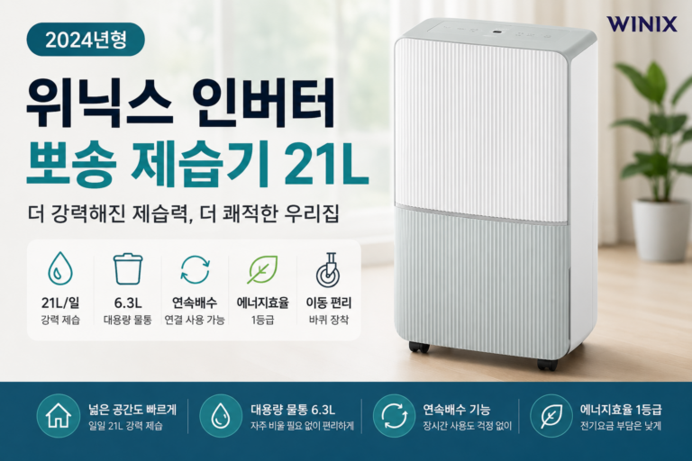 위닉스 인버터 뽀송 제습기 21L, 장마철 대용량 제습기 추천DXWE210-NGK
